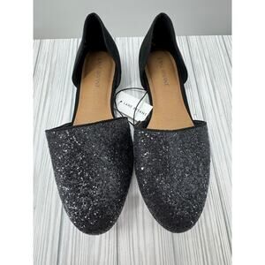NWT Lane Bryant Women's 9W Black Sparkle Slip-On Flats Comfort Shoes Wide Width‎